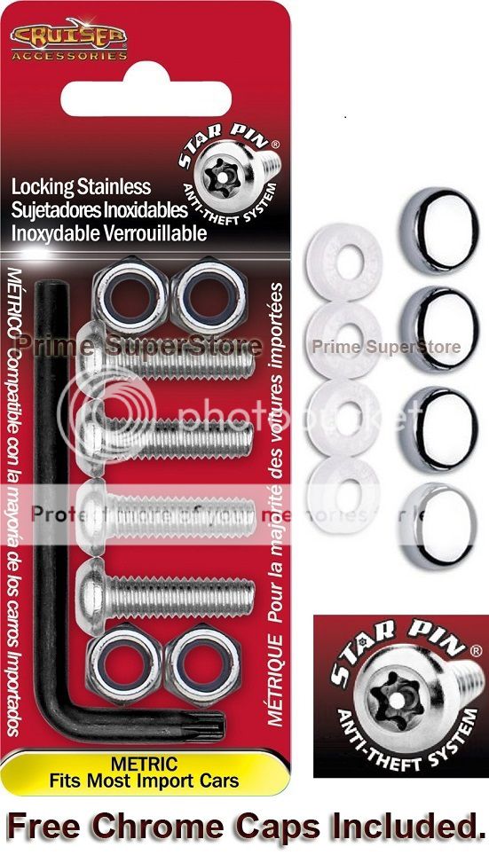 ANTITHEFT LICENSE PLATE FRAME IMPORT METAL METRIC FASTENERS/SCREWS